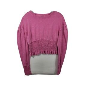 FREE PEOPLE size small Pink acid wash Women's Knit Top Long Sleeve Sweater